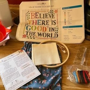 🌼Natural life🌼Cross Stitch Kit 🧵NWT Believe There is Good in the World 🌎